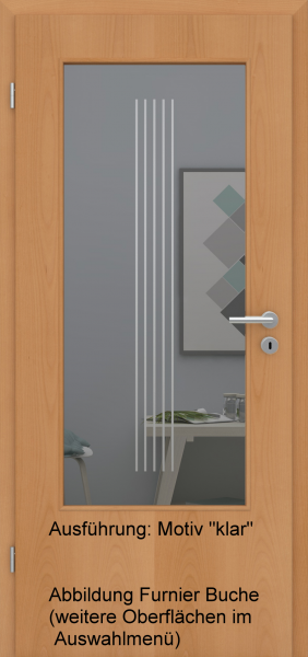 Tür Eckkante mit Glasmotiv Sand 3 auf grauem Glas