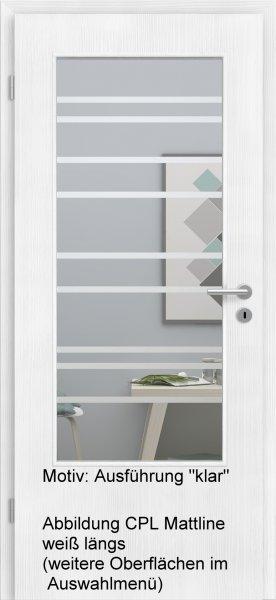 Tür mit Glasmotiv Sand 89 auf weißem Glas