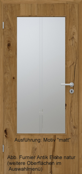 Tür Furnier ANTIK mit Glasmotiv Sand 82 auf weißem Glas