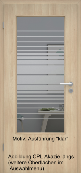 Tür mit Glasmotiv Sand 17 auf grauem Glas