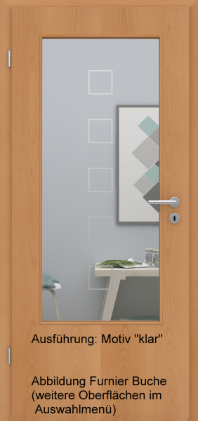 Tür Eckkante mit Glasmotiv Sand 12 auf weißem Glas