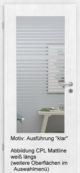 Tür mit Glasmotiv Sand 80 auf weißem Glas