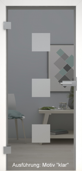 Ganzglastür grau mit Glasmotiv SAND 1