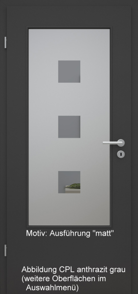 Tür mit Glasmotiv Sand 1 auf grauem Glas