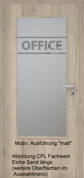 Tür mit Glasmotiv Sand 84 auf grauem Glas