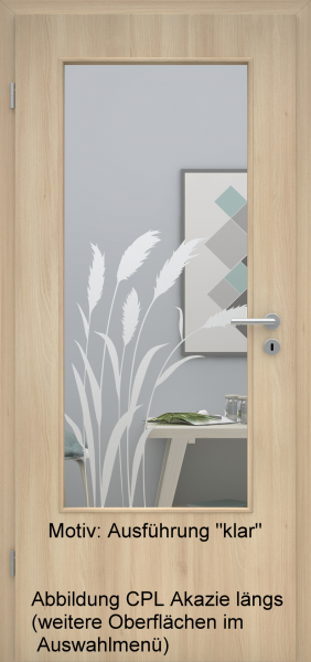 Tür mit Glasmotiv Sand 92 auf weißem Glas