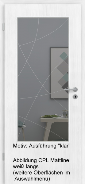 Tür mit Glasmotiv Sand 90 auf grauem Glas