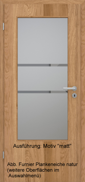 Tür Furnier PLANKENEICHE mit Glasmotiv Sand 41 auf grauem Glas