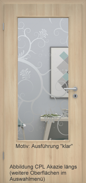 Tür mit Glasmotiv Sand 38 auf weißem Glas