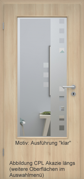 Tür mit Glasmotiv Sand 8 auf weißem Glas