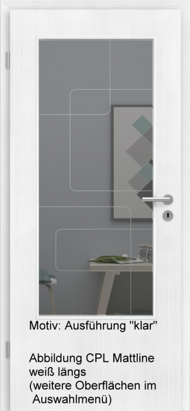 Tür mit Glasmotiv Sand 91 auf grauem Glas