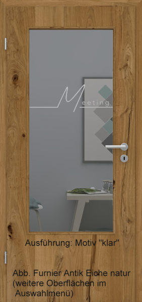 Tür Furnier ANTIK mit Glasmotiv Sand 83 auf grauem Glas