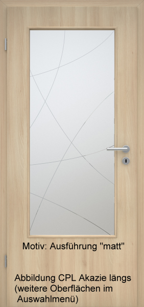 Tür mit Glasmotiv Sand 90 auf weißem Glas