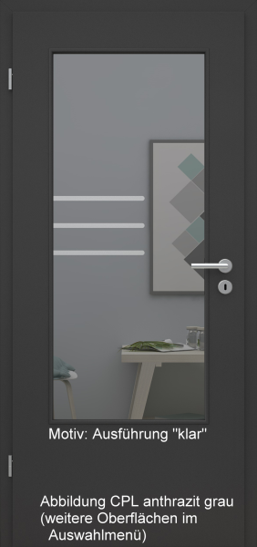 Tür mit Glasmotiv Sand 28 auf grauem Glas
