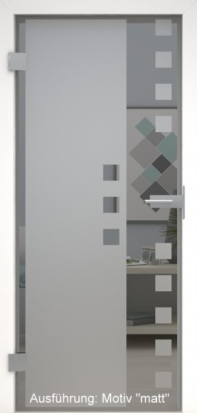 Ganzglastür grau mit Glasmotiv SAND 8