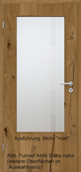 Tür Furnier ANTIK mit Glasmotiv Sand 96 auf weißem Glas