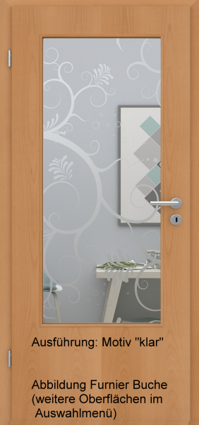 Tür Eckkante mit Glasmotiv Sand 38 auf weißem Glas