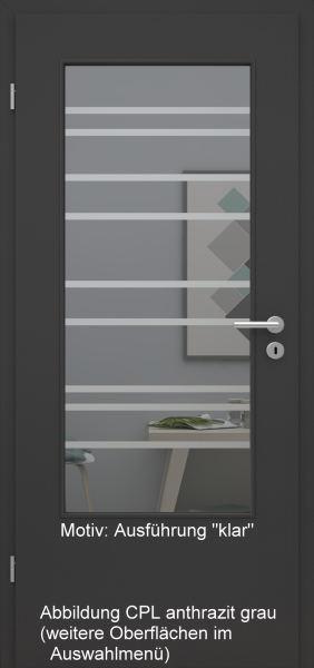 Tür mit Glasmotiv Sand 89 auf grauem Glas