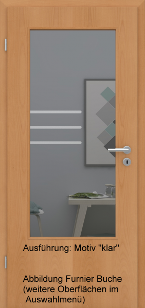 Tür Eckkante mit Glasmotiv Sand 28 auf grauem Glas