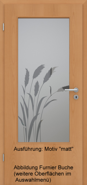 Tür Eckkante mit Glasmotiv Sand 92 auf grauem Glas