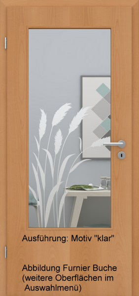 Tür Eckkante mit Glasmotiv Sand 92 auf weißem Glas