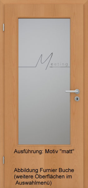 Tür Eckkante mit Glasmotiv Sand 83 auf grauem Glas