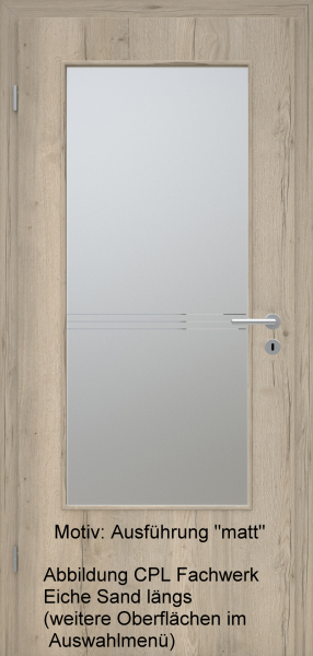 Tür mit Glasmotiv Sand 81 auf weißem Glas