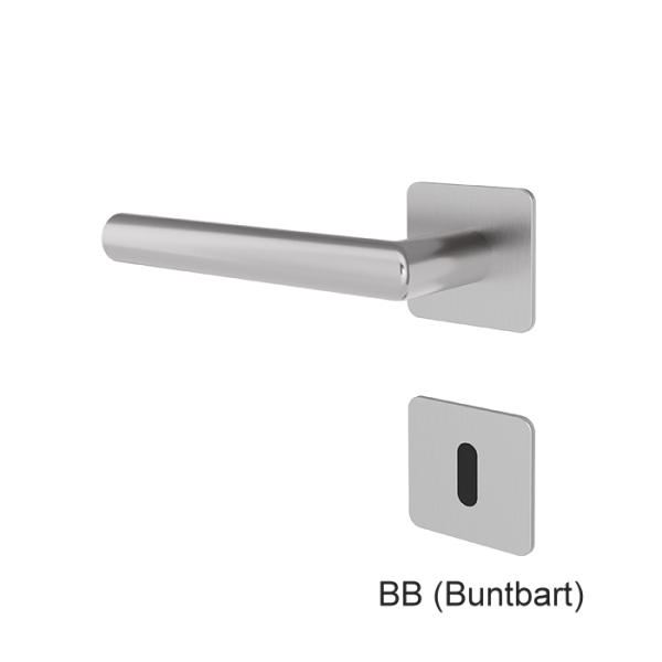 Türgriff BALTRUM Edelstahl mit eckigen Flach-Rosetten