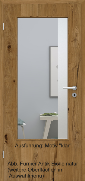 Tür Furnier ANTIK mit Glasmotiv Sand 95 auf weißem Glas