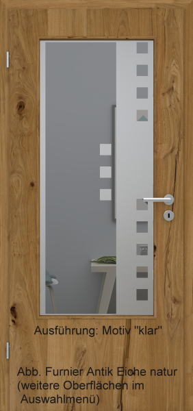 Tür Furnier ANTIK mit Glasmotiv Sand 8 auf grauem Glas