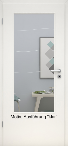 Tür mit Glasmotiv Sand 87 auf weißem Glas